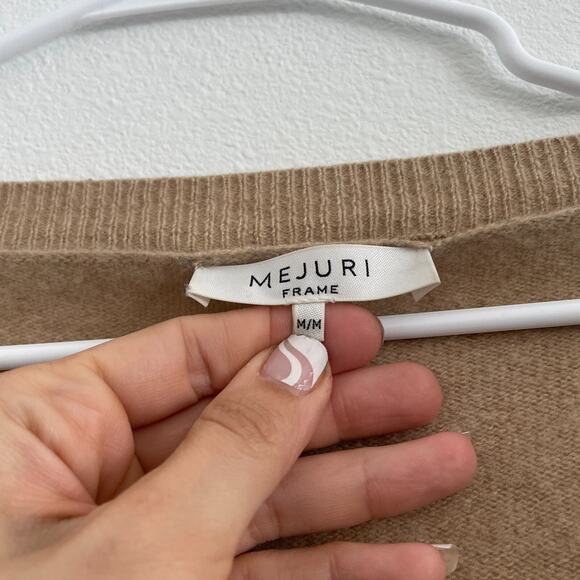 Mejuri Frame Cardigan Sweater Women M Cashmere Preppy Beige Button Preppy Casual - Picture 12 of 13